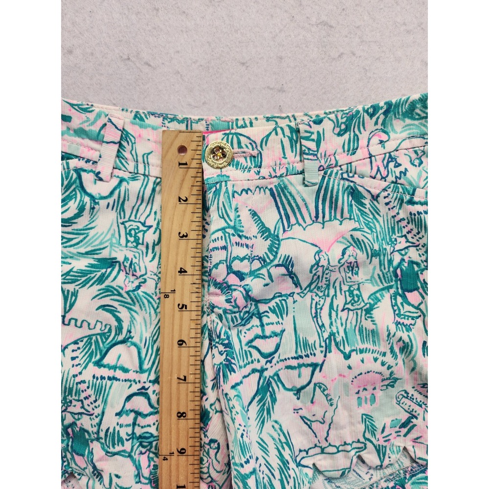 Lilly Pulitzer Buttercup Scallop Hem Shorts Green Pink Floral Size 00 Preppy - Picture 4 of 9
